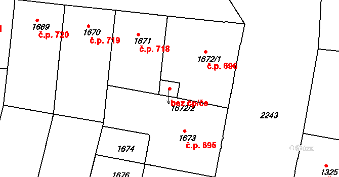 Praha 49777882 na parcele st. 1672/2 v KÚ Holešovice, Katastrální mapa