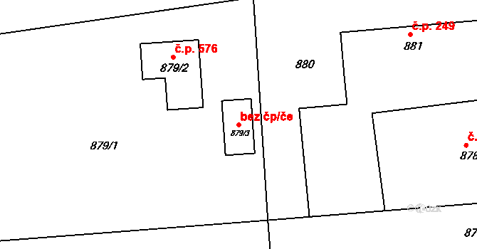 Dlouhá Loučka 49980882 na parcele st. 879/3 v KÚ Dolní Dlouhá Loučka, Katastrální mapa