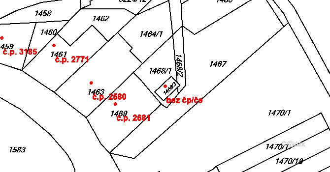Chomutov 50152882 na parcele st. 1468/3 v KÚ Chomutov II, Katastrální mapa