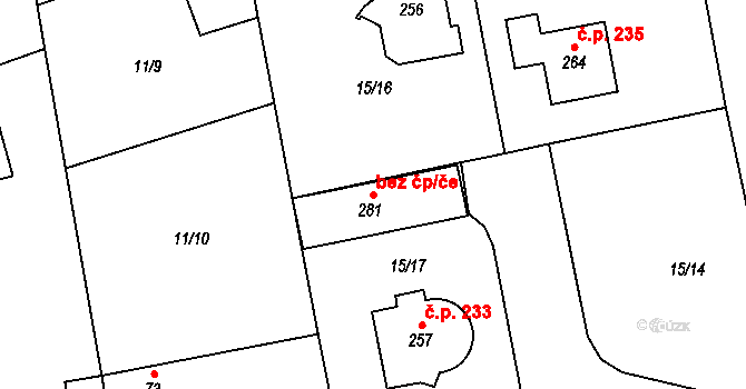 Čakovičky 50181882 na parcele st. 281 v KÚ Čakovičky, Katastrální mapa