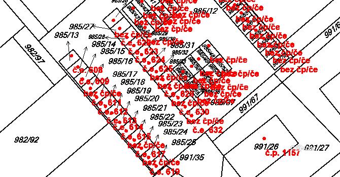 Hustopeče 50389882 na parcele st. 985/34 v KÚ Hustopeče u Brna, Katastrální mapa
