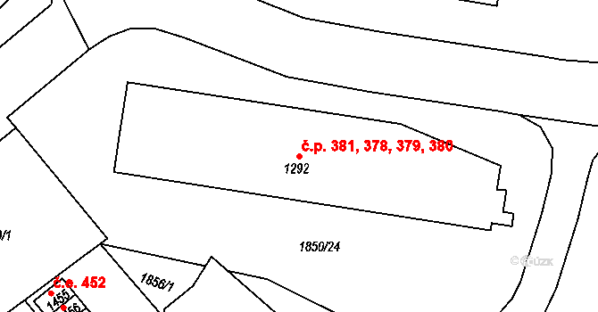 Hlinsko 378,379,380,381 na parcele st. 1292 v KÚ Hlinsko v Čechách, Katastrální mapa