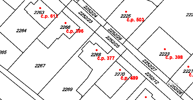 Rapotín 377 na parcele st. 2268 v KÚ Rapotín, Katastrální mapa