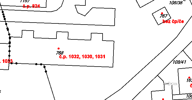 Kralupy nad Vltavou 1030,1031,1032 na parcele st. 768 v KÚ Kralupy nad Vltavou, Katastrální mapa