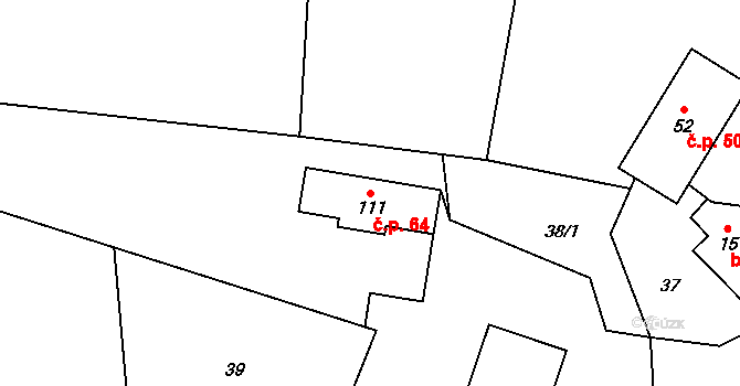 Onšovice 64, Čkyně na parcele st. 111 v KÚ Onšovice u Čkyně, Katastrální mapa