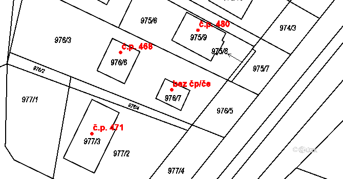 Telnice 83166882 na parcele st. 976/7 v KÚ Telnice u Brna, Katastrální mapa