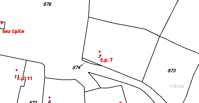 Žíchovec 7, Strunkovice nad Blanicí na parcele st. 7 v KÚ Žíchovec, Katastrální mapa