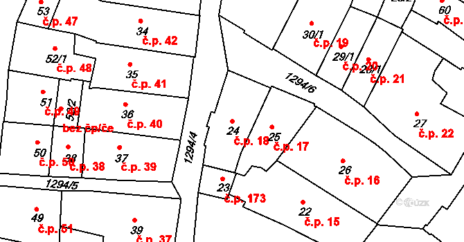 Vnitřní Město 18, Český Krumlov na parcele st. 24 v KÚ Český Krumlov, Katastrální mapa