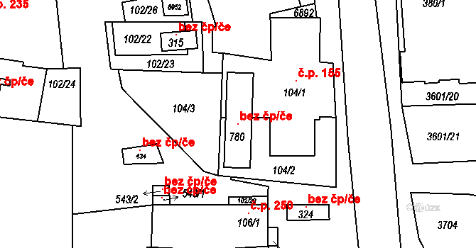 Brumovice 106334883 na parcele st. 780 v KÚ Brumovice, Katastrální mapa