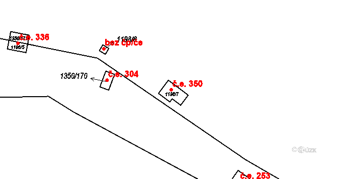 Oslnovice 350 na parcele st. 1198/7 v KÚ Oslnovice, Katastrální mapa