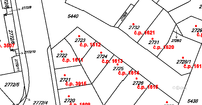 Znojmo 1613 na parcele st. 2724 v KÚ Znojmo-město, Katastrální mapa