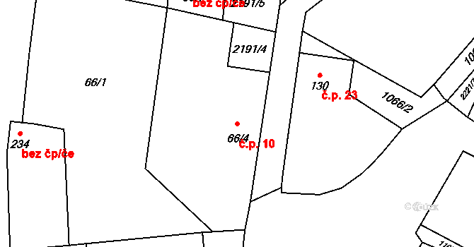 Onšovec 10, Horka II na parcele st. 66/4 v KÚ Horka nad Sázavou, Katastrální mapa