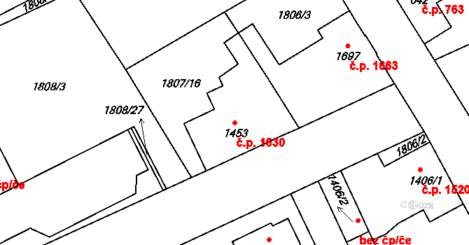 Jablonec nad Nisou 1630 na parcele st. 1453 v KÚ Jablonec nad Nisou, Katastrální mapa