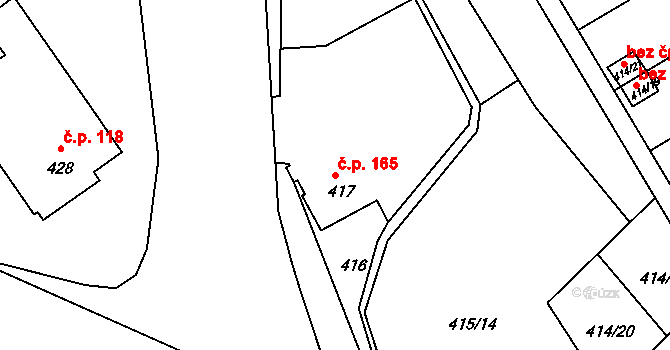 Lyžbice 165, Třinec na parcele st. 417 v KÚ Lyžbice, Katastrální mapa