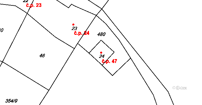 Suhrovice 47, Kněžmost na parcele st. 24 v KÚ Suhrovice, Katastrální mapa