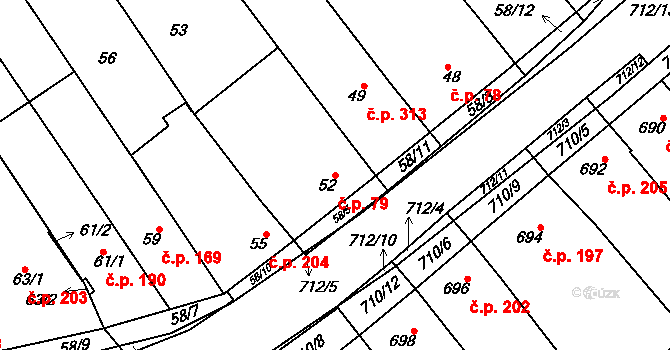 Zarazice 79, Veselí nad Moravou na parcele st. 52 v KÚ Zarazice, Katastrální mapa