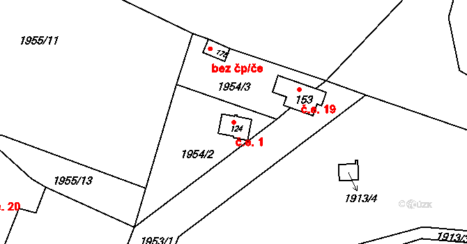 Sembratec 1, Petroupim na parcele st. 124 v KÚ Petroupim, Katastrální mapa