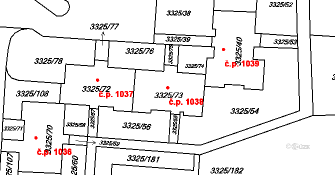 Lutyně 1038, Orlová na parcele st. 3325/73 v KÚ Horní Lutyně, Katastrální mapa