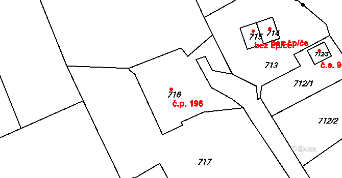 Neštěmice 196, Ústí nad Labem na parcele st. 716 v KÚ Neštěmice, Katastrální mapa