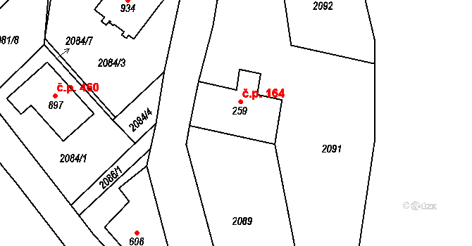 Dolní Čermná 164 na parcele st. 259 v KÚ Dolní Čermná, Katastrální mapa