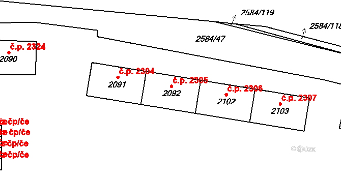 Břeclav 2305 na parcele st. 2092 v KÚ Břeclav, Katastrální mapa