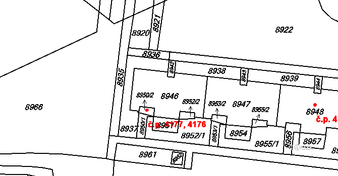 Židenice 4176,4177, Brno na parcele st. 8946 v KÚ Židenice, Katastrální mapa