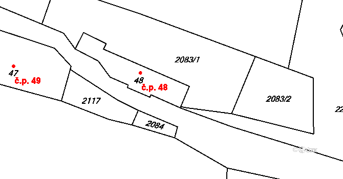 Oldřiš 48, Blažejov na parcele st. 48 v KÚ Oldřiš u Blažejova, Katastrální mapa