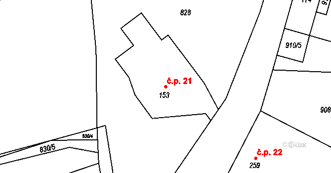 Falknov 21, Kytlice na parcele st. 153 v KÚ Falknov, Katastrální mapa