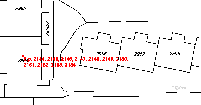Stodůlky 2178,2179,2180,2181,, Praha na parcele st. 2956 v KÚ Stodůlky, Katastrální mapa