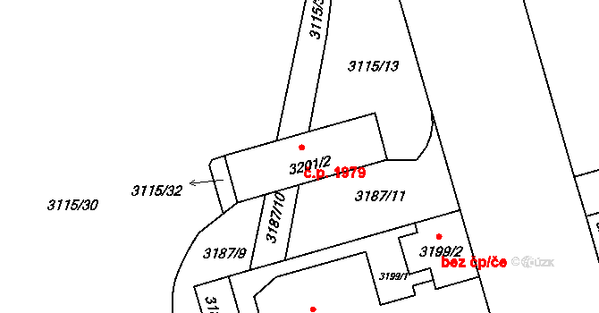 Strašnice 1979, Praha na parcele st. 3201/2 v KÚ Strašnice, Katastrální mapa