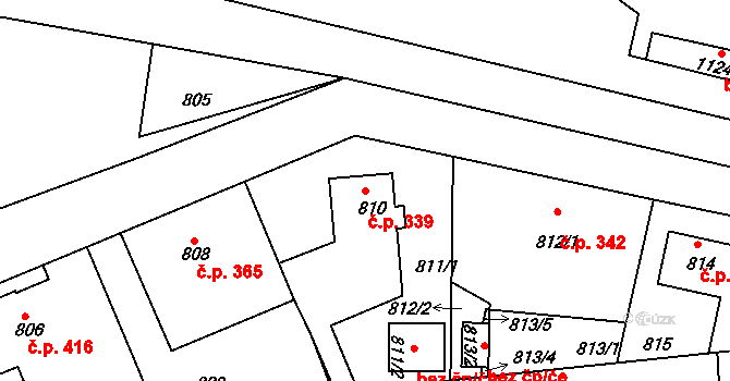 Liberec VII-Horní Růžodol 339, Liberec na parcele st. 810 v KÚ Horní Růžodol, Katastrální mapa