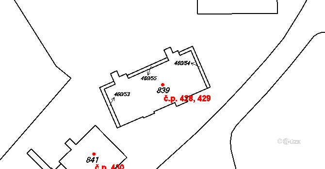 Rokytnice 428,429, Vsetín na parcele st. 839 v KÚ Rokytnice u Vsetína, Katastrální mapa