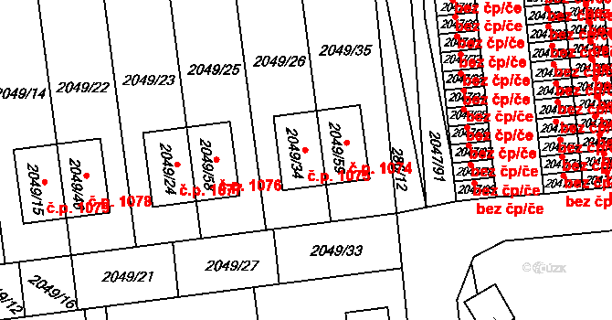 Třemošná 1075 na parcele st. 2049/34 v KÚ Třemošná, Katastrální mapa