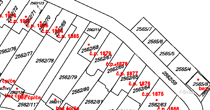 Trnovany 1878, Teplice na parcele st. 2562/67 v KÚ Teplice-Trnovany, Katastrální mapa