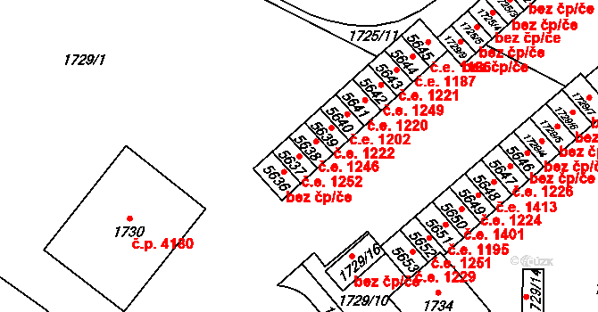 Chomutov 1252 na parcele st. 5637 v KÚ Chomutov I, Katastrální mapa