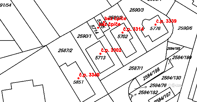 Břeclav 3302 na parcele st. 5713 v KÚ Břeclav, Katastrální mapa
