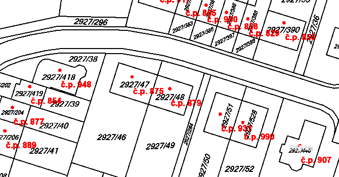 Žebětín 879, Brno na parcele st. 2927/48 v KÚ Žebětín, Katastrální mapa