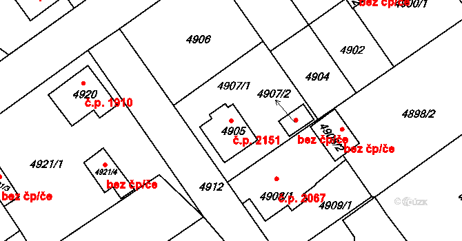 Varnsdorf 2151 na parcele st. 4905 v KÚ Varnsdorf, Katastrální mapa