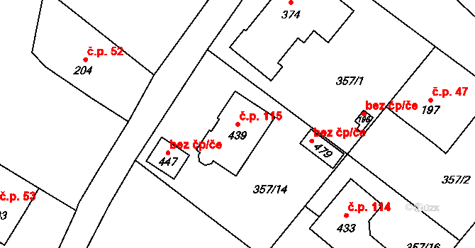 Horka II 115 na parcele st. 439 v KÚ Horka nad Sázavou, Katastrální mapa