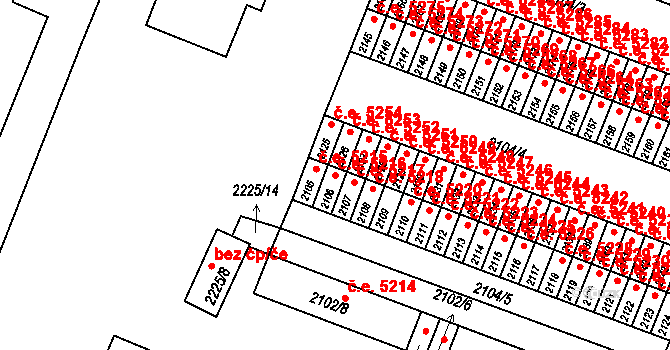 Kadaň 5216 na parcele st. 2106 v KÚ Kadaň, Katastrální mapa