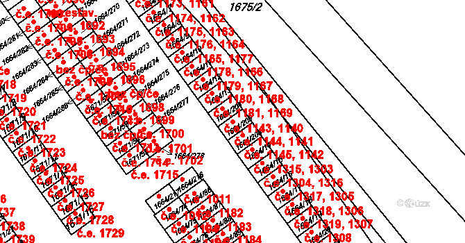 Teplické Předměstí 1141,1144, Bílina na parcele st. 1664/205 v KÚ Bílina, Katastrální mapa