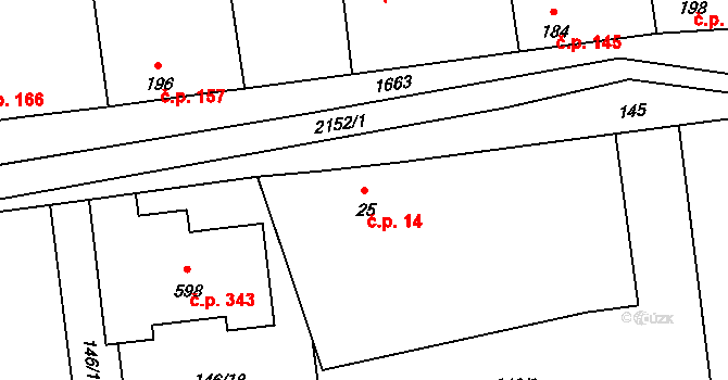 Čechtice 14 na parcele st. 25 v KÚ Čechtice, Katastrální mapa