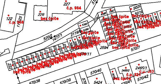 Třebíč 38364883 na parcele st. 3808 v KÚ Třebíč, Katastrální mapa