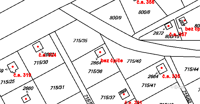 Choceň 330 na parcele st. 2864 v KÚ Choceň, Katastrální mapa