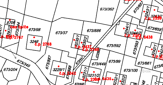 Zlín 2340 na parcele st. 3230/2 v KÚ Zlín, Katastrální mapa