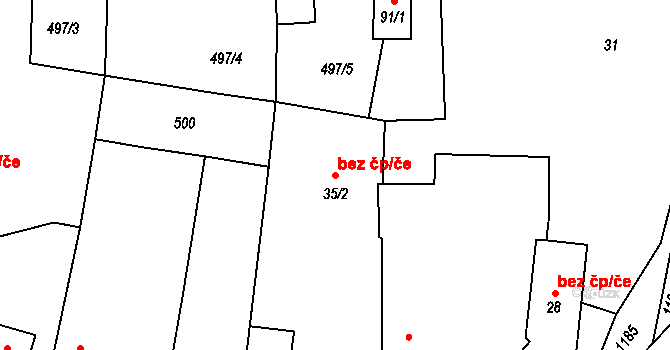 Slavonice 42570883 na parcele st. 35/2 v KÚ Mutišov, Katastrální mapa