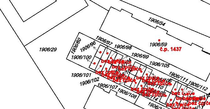Praha 42946883 na parcele st. 1906/97 v KÚ Uhříněves, Katastrální mapa