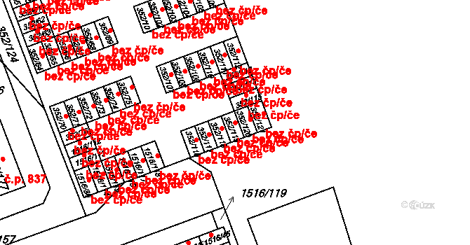 Březnice 44433883 na parcele st. 352/119 v KÚ Březnice, Katastrální mapa