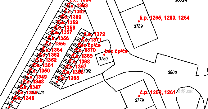 Jirkov 45052883 na parcele st. 3780 v KÚ Jirkov, Katastrální mapa