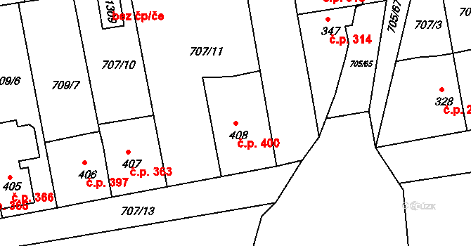 Česká Třebová 45434883 na parcele st. 408 v KÚ Parník, Katastrální mapa